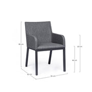 Outdoor chair with armrests in Anthracite fabric OWEN JX55 55x62x h82 cm