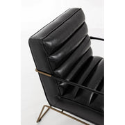 Armchair with painted steel structure and seat covered in black imitation leather 62.5x74x80-45-56h cm