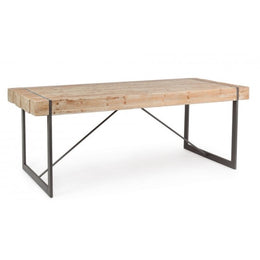 Garrett industrial urban table with wooden top