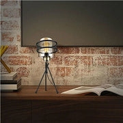 Large MDL3713 table lamp in woven iron with glass shade
