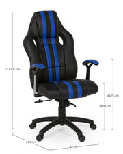 Office armchair with blue leatherette Spider armrests