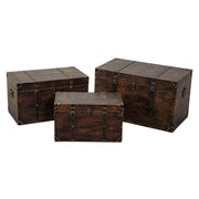 Rectangular brown wooden eco-leather trunk 1-3 cm68x38h40