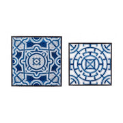 Set of 2 NEAPOLIS coffee tables in steel with mdf top decorated with print 55h 47h cm