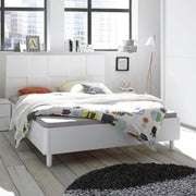 Wooden double bed Matt lacquered white optics