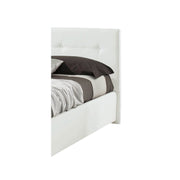 Double bed with container in white eco-leather 182x205xh.120 cm