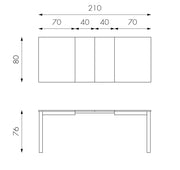 Extendable table in light gray melamine 130/210x80x76h cm