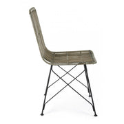 Contemporary style chair in steel and kubu Gray LUCILA 45x55x h85 cm
