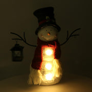 Resin snowman with white lantern with led cm37x19h44