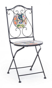 Outdoor garden chair in steel with folding ceramic
