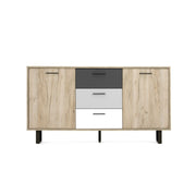 Sideboard 2 doors 3 colored drawers gray oak 160x35xh.86 cm