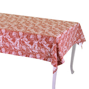 Brick red wild rose tablecloth cm140x240