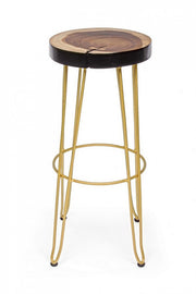 Atmosphere style gold wooden bar stool