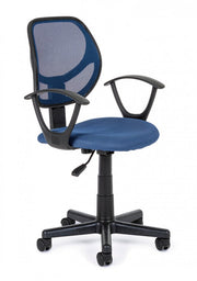 Blue office chair with armrests