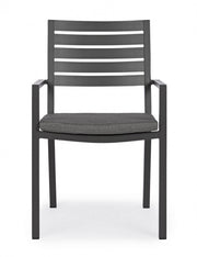 4x Anthracite chair with aluminum armrest and cushion in industrial style