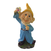 Dwarf with flowers garden statue 16x13,5x28H