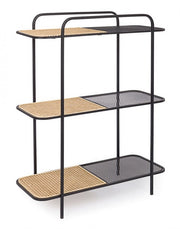 Shaped steel bookcase with three shelves Anthracite ELYOT 82x35x h100 cm
