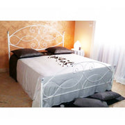 Wrought iron double bed with white silver footboard NARCISO 170x202x h131.5 cm