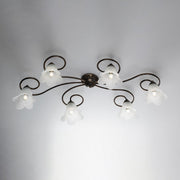 Iron Brown Gold ceiling lamp six lights white glass lampshades 99x50x h17 cm