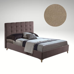 Clup Monaco storage double bed in dove gray fabric