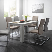 Concrete color dining table with black or white reversible insert 138x80xh.74 cm