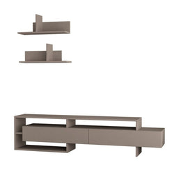 TV stand with dove gray wall shelves 180x32x42h cm