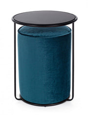 Round pouf set with blue table