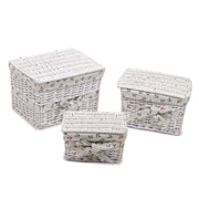 Jack 1-3 white rectangular wicker box cm45x35h30