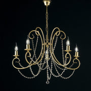 Five lights gold iron chandelier with rhinestones 68x h55 cm