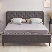 Dark Grey Idra Double Storage Bed with Buttoned Headboard L 170 x W 207.5 x H 114 cm