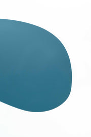 Coffee table in petroleum mdf and chromed gray base 140x80x32h cm