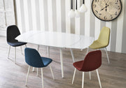 Extendable table with white tempered glass top 120/180x90h cm