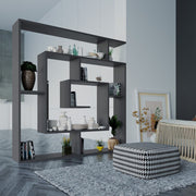 Antracite 5-Shelf Labirent Bookcase, 129x125x22 cm