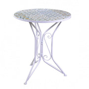Wrought iron table with mosaic and chairs