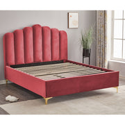 Red Artu Upholstered Double Bed with Storage and Embellished Headboard 160x190 cm