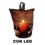 Brown led candles fabric doorstop cm11h19