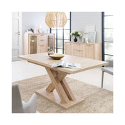 Extendable table with crossed legs, sonoma oak color 160-200x90xh76 cm