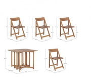 Outdoor set Noemi table and 4 folding chairs in melamine wood