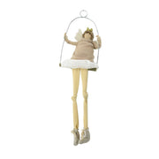 Cream white angel on swing cm13x6h47
