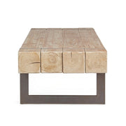 Garrett industrial coffee table with wooden top