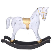 White wooden rocking horse cm28,5x6,5h22,5