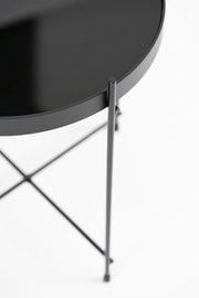 Black metal glass table 70 x 70 x h 40 cm