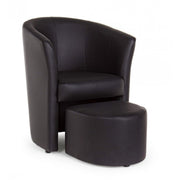 Leatherette armchair with black removable pouf RITA 64,5x 59,5x h78 cm