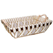 Rectangular white wicker basket cm46x36h13
