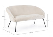 Aiko Velvet steel white velvet sofa 142 x 80 x 75 cm