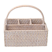 Algarve white rectangular rattan cutlery tray cm26x20h11/22