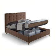 Double bed with container in Brown fabric CLUP MONACO 198x170x h108 cm