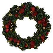 Crown with red flowers and green pine conescm ø45h8