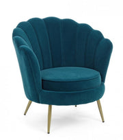 Vintage retro armchair in peacock blue velvet cm 80 x 76 x84 h