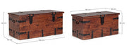 Set of 2 brown chests in fusion style wood