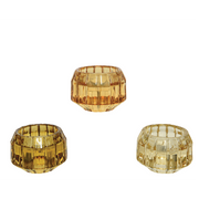 Assorted shiny glass candle holder H 4 cm